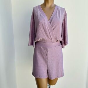 Bebe Metallic Lavender Wrap Romper